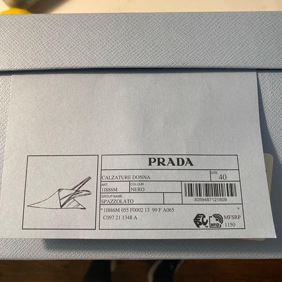 NEW Prada Leather Slingback Wedge Pumps Pointed Toe Wedge Heel US10 - Picture 8 of 10